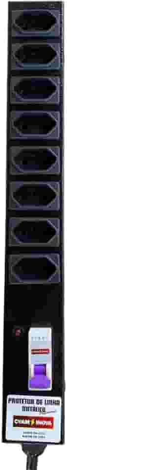 Filtro de Linha Régua 8 Tomadas 20A Disjuntor Metal 127/220