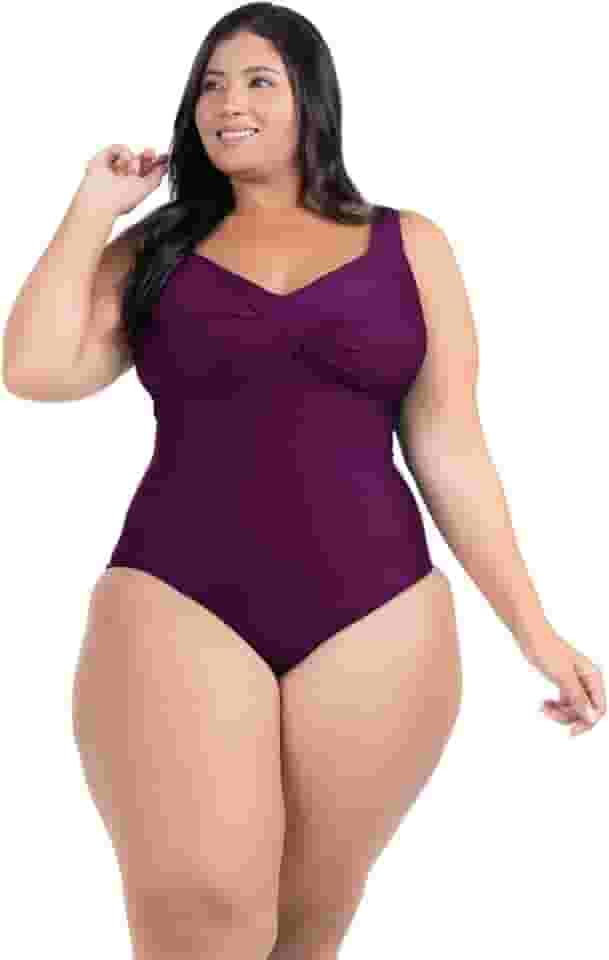 Maiô Plus Size Com Bojo Alta Sustentação Disfarça Barriga Moda Praia Tecido Resistente Forrado Média Compressão