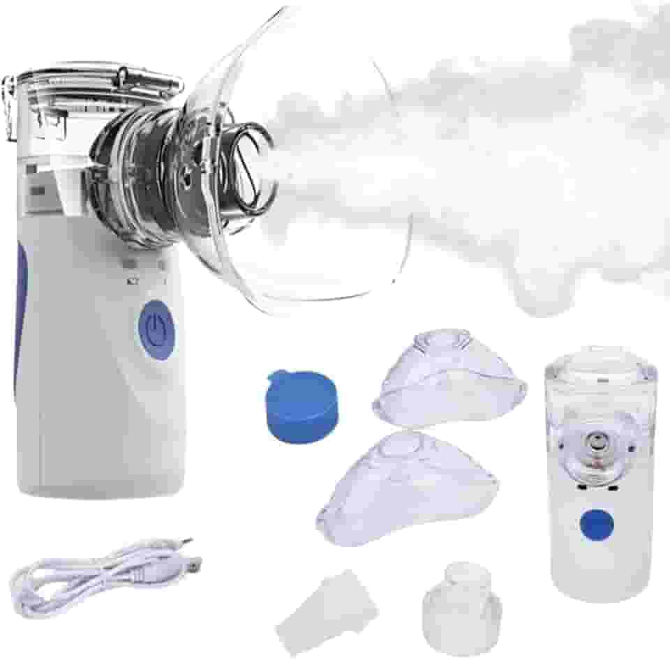 Inalador e Nebulizador Portátil - Aparelho Mini de Inalação Silencioso e Ultrassônico Compacto com Funcionamento via USB (Bivolt 110v/220v) ou a Pilha (AA) Indicado para Crianças Adultos e Idosos - Linha Premium