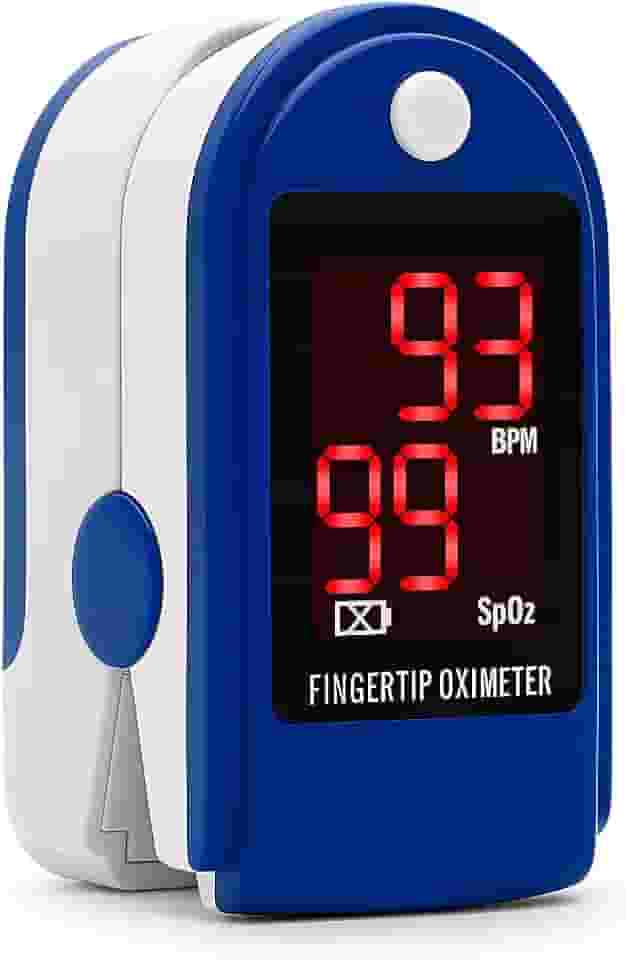 Oxímetro Digital de Dedo – Medidor de Saturação de Oxigênio (SpO2) e Batimentos Cardíacos – Tela LED, Portátil e Fácil de Usar – Ideal para Casa, Academia e Viagens