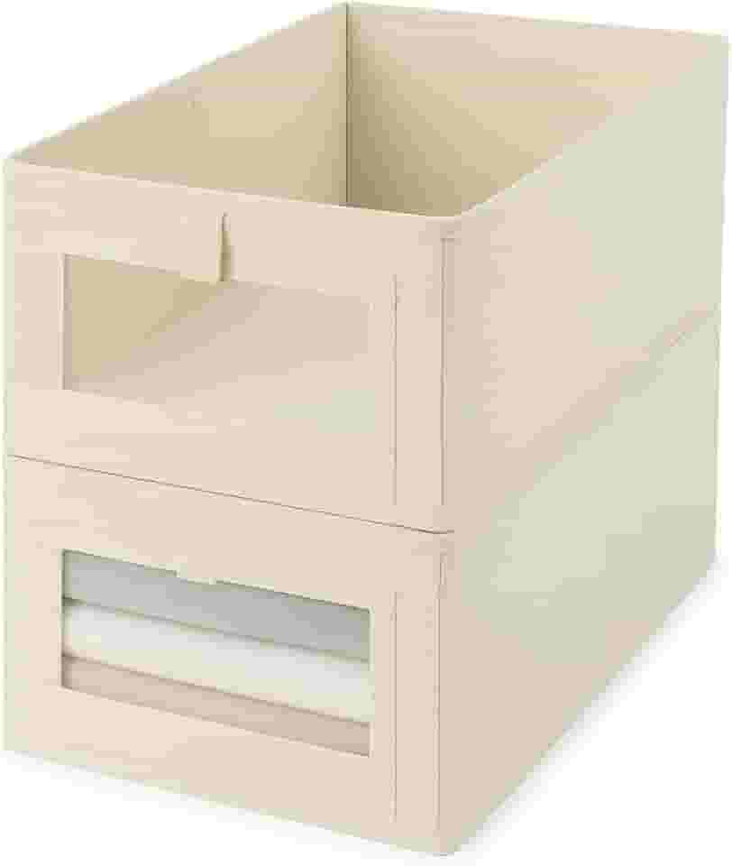 Caixa Organizadora 18L Dobrável com Visor Transparente | Cesto Multiuso para Closet, Armário, Lavanderia e Quarto (2)