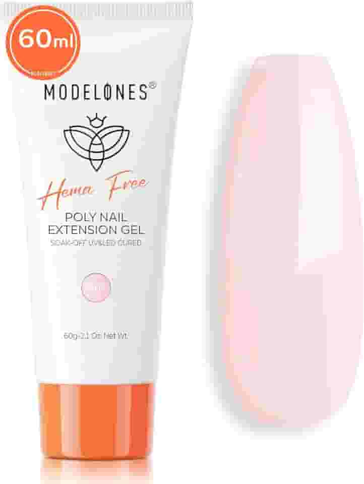modelones Gel de poli unhas, sem hema, 60 ml, mal-rosa, gel de extensão de poli, aumento de unhas, espessamento, rosa transparente, sobreposições de construtor, moldagem 3D, uso caseiro, salão de