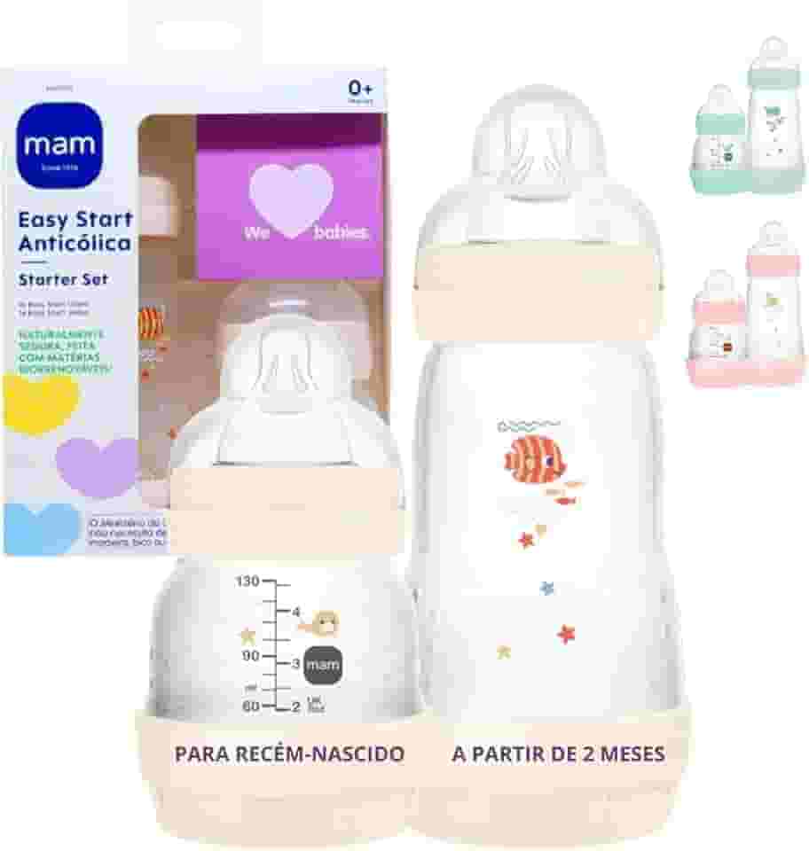 MAM, MA21023, Baby Kit 2 Mamadeiras Easy Start Starter Set, para Crianças 0+ Meses, Rosa
