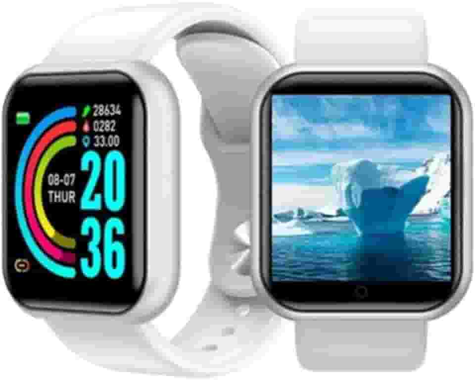 Smartwatch D20/Y68 Notificações Controle de Música Dados corporais Tela de 1,3 Polegadas (Branco)