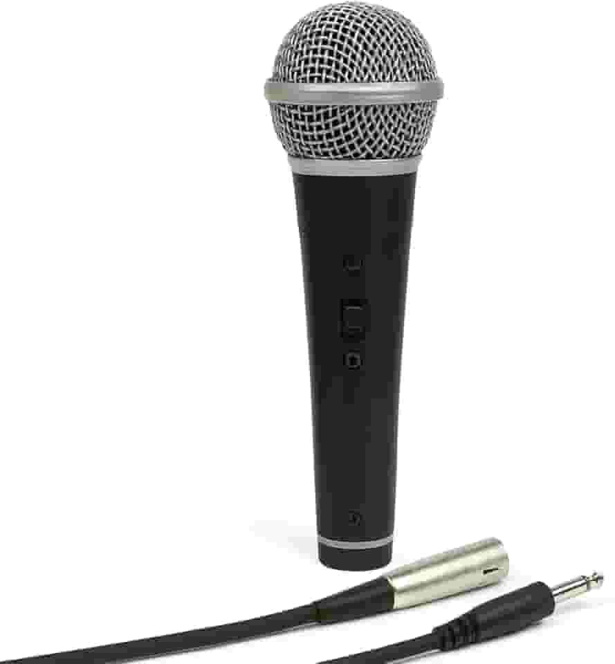 Microfone Dinâmico com Fio Profissional – Corpo em Metal Preto, Ideal para Voz, Igreja, Karaokê, Palestras, Estúdios e Shows