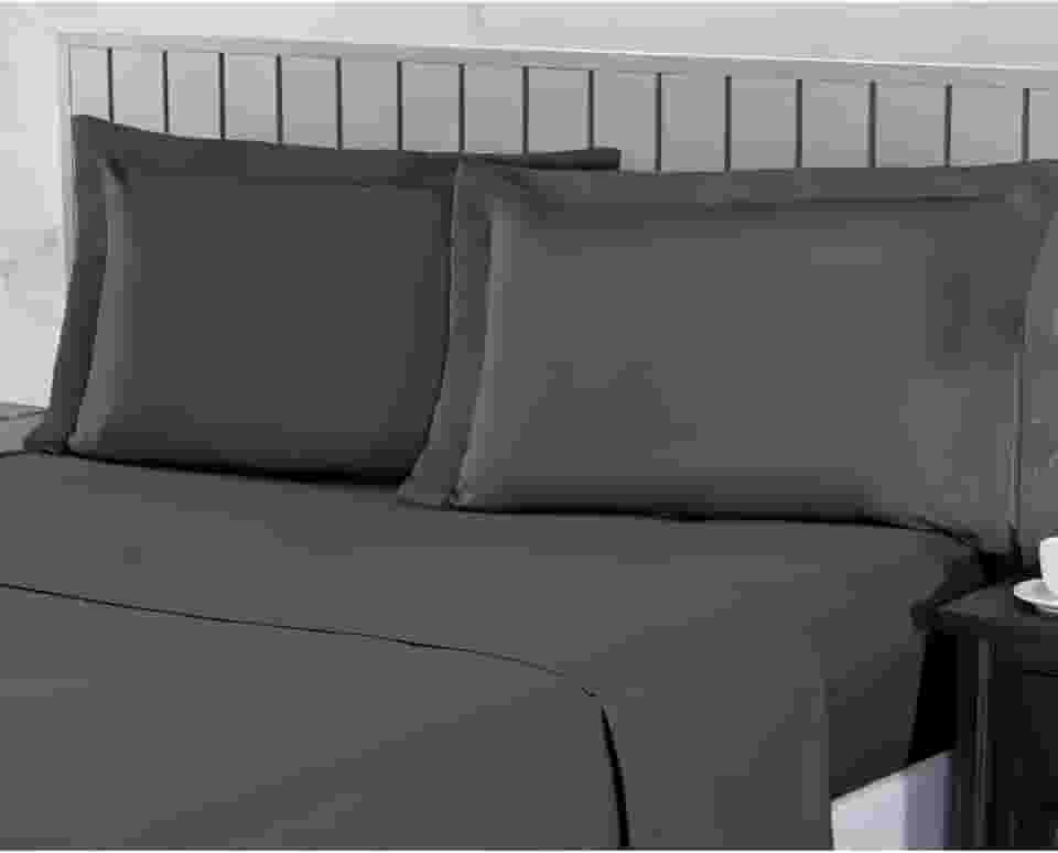 Jogo de Cama Casal 400 Fios Percal 04 Peças Com Lençol de Cima e Aba Americana, Antiácaro, Anti-pilling com Toque Macio - Chumbo, Casal