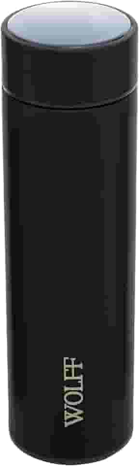 WOLFF - Garrafa Térmica de Aço Inox com Termômetro em Led 500ml Preto - Conserva Bebidas Quentes e Frias