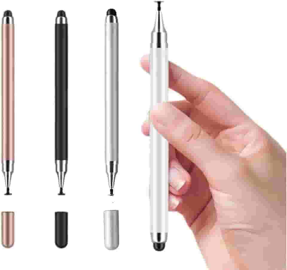 Caneta Touchscreen Stylus Universal 2 em 1. Caneta Capacitiva para Smartphones, iPad, Tablets e Outras Telas Touch. Compativel com IOS e Android. Ponta Dupla e Toque Preciso. (Branca)