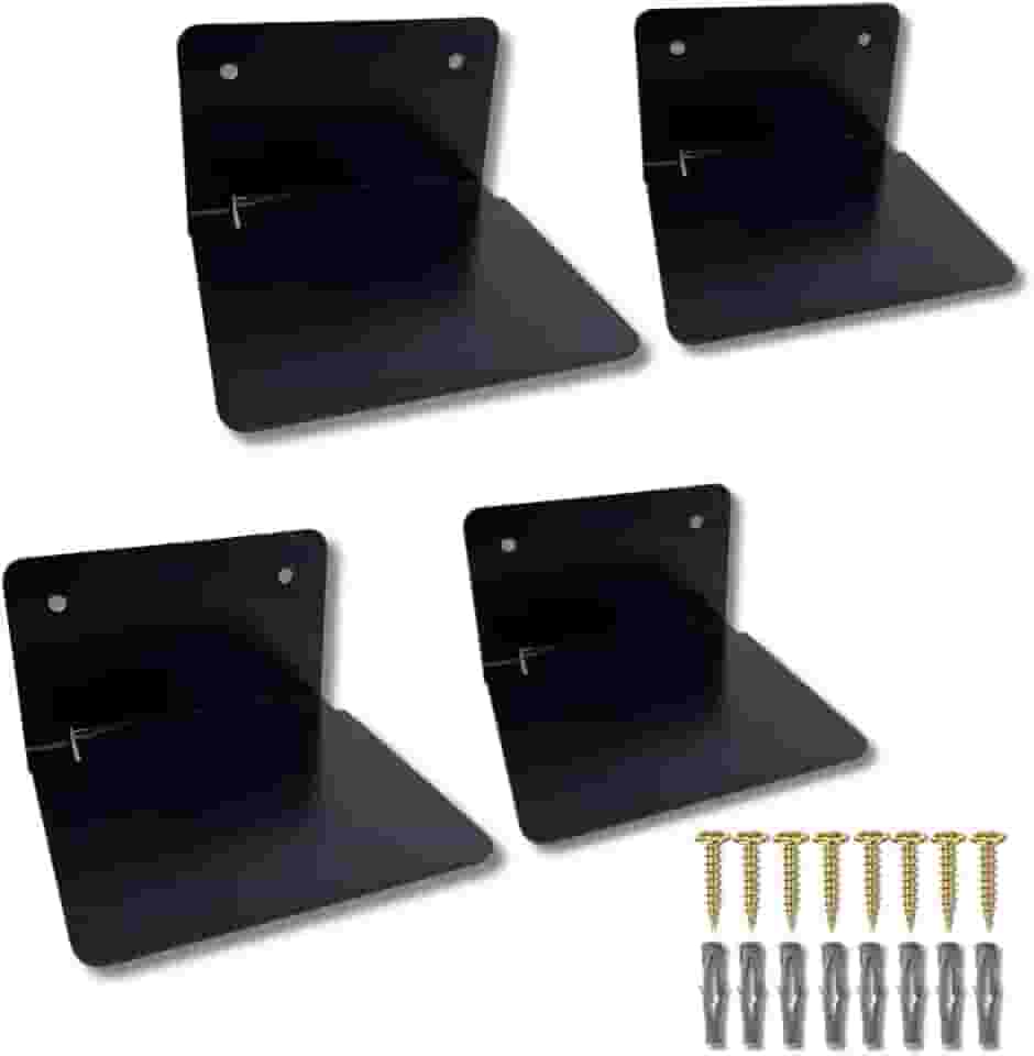 Kit 4 Prateleiras Suporte Suspenso Para Livros Invisível (Preto)