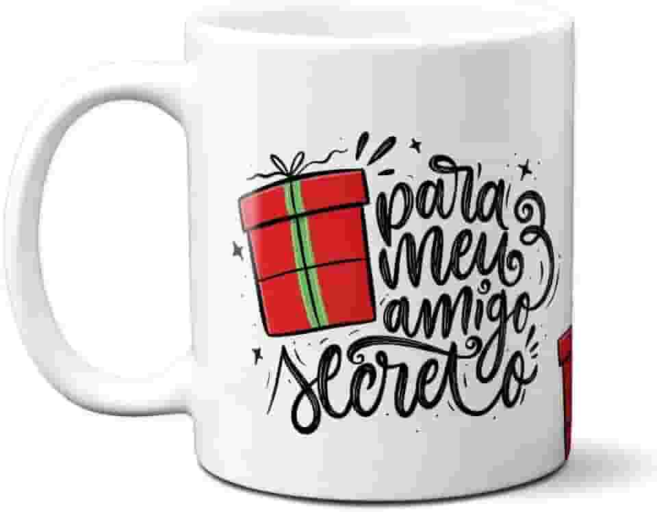 Caneca Xícara Porcelana Presente Natal Amigo Secreto