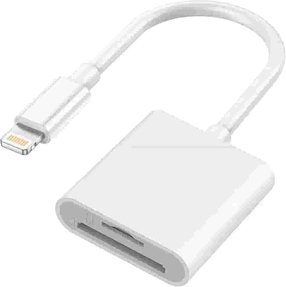 Adaptador de slot de cartão duplo Lightning para SD e TF, leitor de cartão de memória micro SD/SD certificado pela Apple MFi para iPhone 14 13 12 11 Pro Max XS XR X 8 iPad, Plug and Play