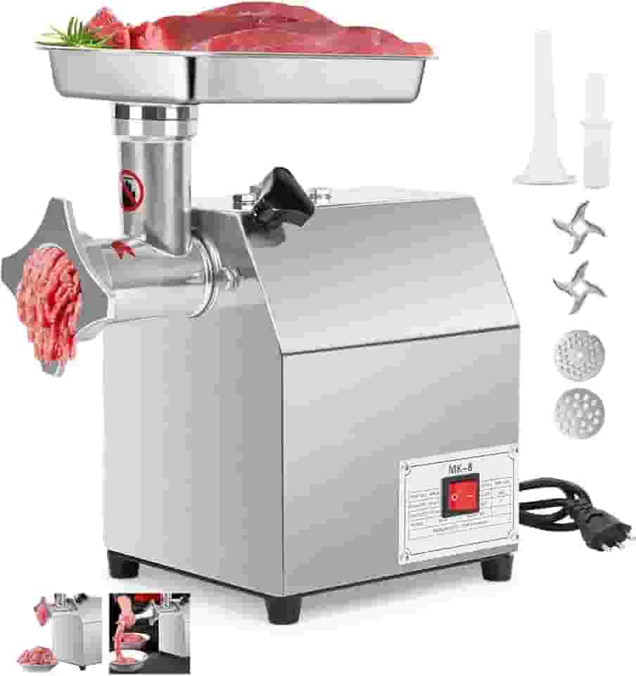 Moedor de Carne Eletrico 110V, MáQuina De Moer Carne, Pode Ser Usado Para Picar Carne, Vegetais E Linguiças, 500W, Aço Inoxidável