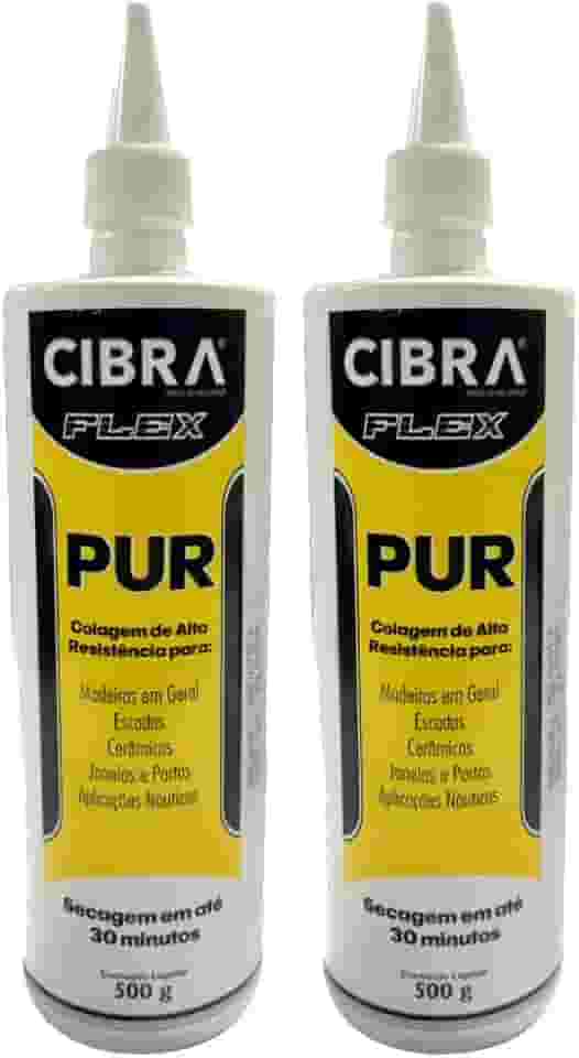 Kit 2 Cola Madeira PUR Alta Resistência Incolor Cibra Flex