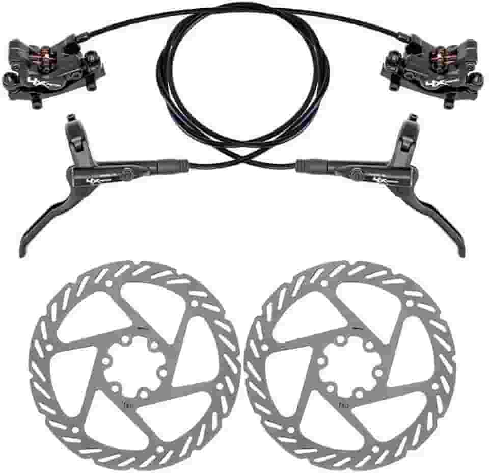 Freio disco hidráulico alumínio RX 4 pistões dianteiro e traseiro com rotores