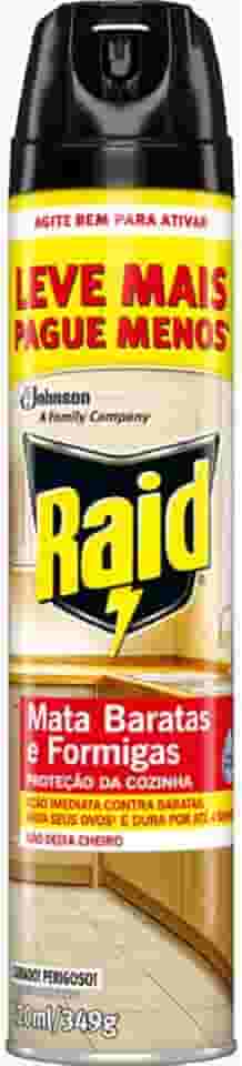 Raid Inseticida Aerosol Mata Baratas e Formigas, Proteção da Cozinha, Elimina Barata e Seus Ovos, 420ml