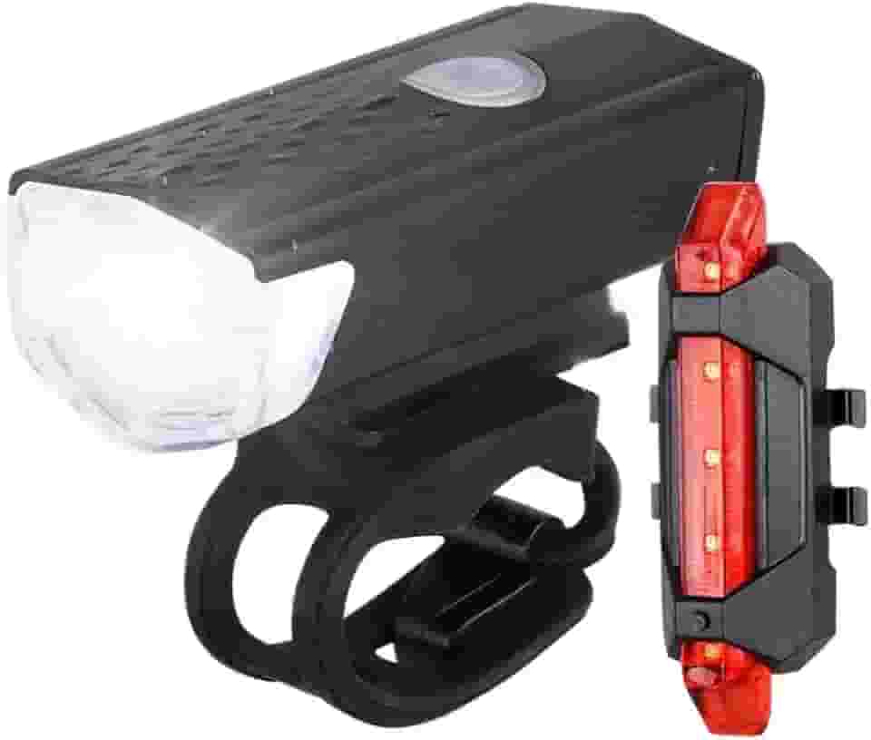 Farol Para Bike RecarregáVel Com Sinalizador Traseiro - Alto Brilho - Kit De IluminaçãO Para Bicicleta