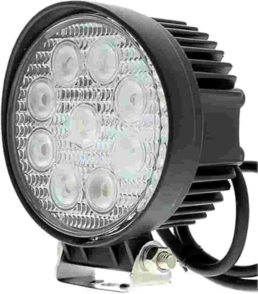 Farol De Milha 9 Leds 27w 10V / 30V Redondo Branco Frio Auxiliar Automotivo Universal Veiculos, Moto Carro Troller Barco Caminhão Ônibus Off road - Não é o modelo Slim