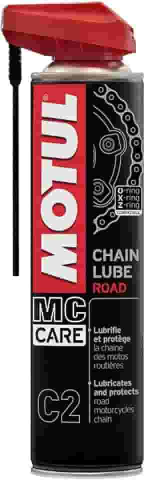 Motul - Lubrificante C2 Chain Lube Road (400ml) | Fórmula incolor e altamente aderente para correntes de motos de estrada e uso urbano | Resistente à água