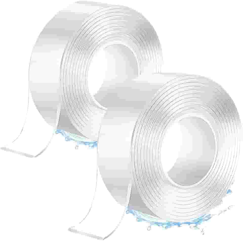 Kit 2 Rolos Super Fita Mágica Nano Adesiva Dupla Face Extra Forte Lavável Transparente 3M super forte lavável Gel auto colante-IT 3 Metros Cada - Premium