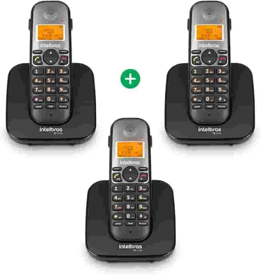 Telefone Sem Fio Digital com Dois Ramais Adicionais TS 5123 Preto Intelbras