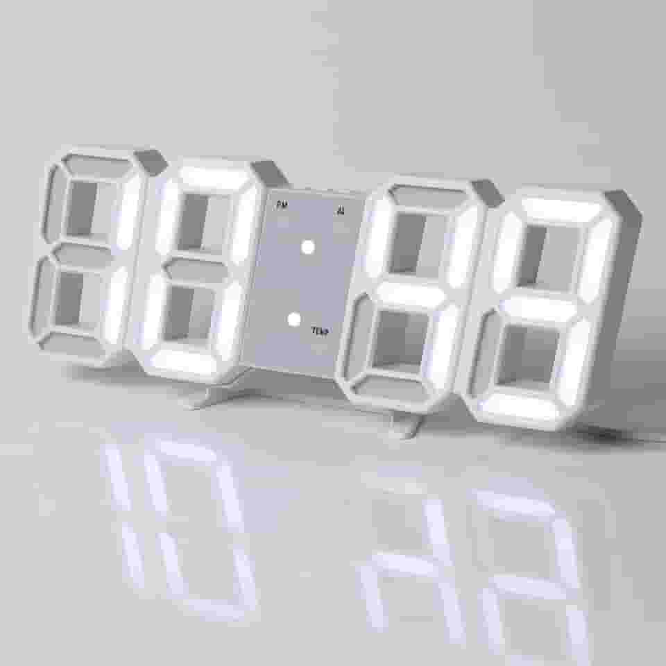 Relógio de Parede e Mesa Digital 3D LED, Despertador Moderno com Termômetro e Data, Brilho Automático, Design Decorativo para Sala Quarto e Escritório (USB)