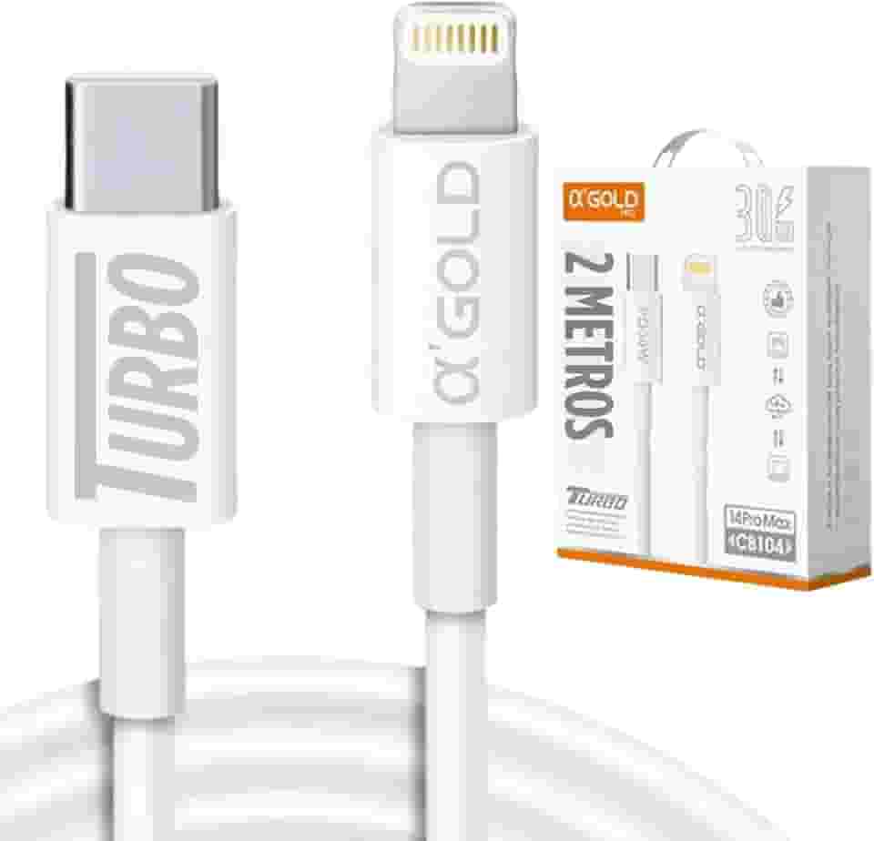 Cabo 2 Metros USB-C Turbo Super Resistente Compatível com iPhone 14/14 Pro/Max 13/13 Pro/12/12 Pro/Max/11/11 Pro/XS/Max/XR/X/8/8 Plus Carregamento Rápido qualidade premium