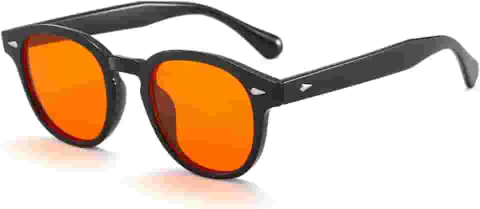 Long Keeper Óculos com bloqueio de luz azul para jogos de computador, óculos redondos antirluz azul, antirreflexo, lente laranja