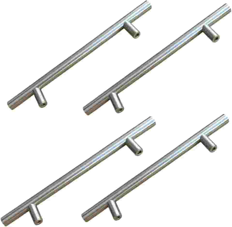 Puxador para Móveis e Gavetas, 20 cm, Aço Inoxidável, Acabamento Prata, Kit com 4 Peças, Estilo Minimalista