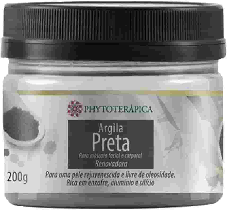 PHYTOTERAPICA - Argila Preta - Aromaterapia - Máscara facial e corporal - Para pele rejuvenescida e livre de oleosidade - Auxilia no clareamento de manchas e diminui rugas e linhas de expressão - 200g