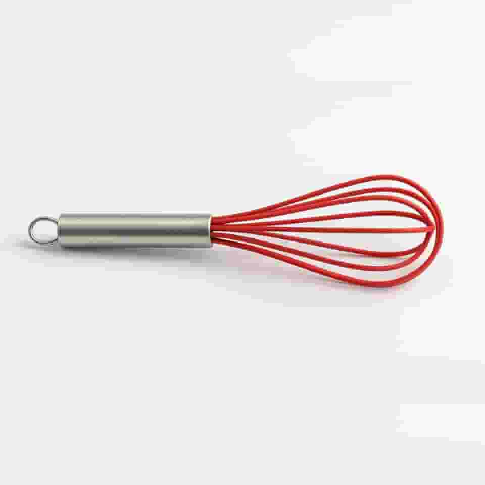 Fouet Fuê Batedor Claras Manual de Silicone Vermelho com Cabo de Aço Inoxidável Receitas Bolo Ovos Cremes Fuet Misturador Profissional Grande 25 cm