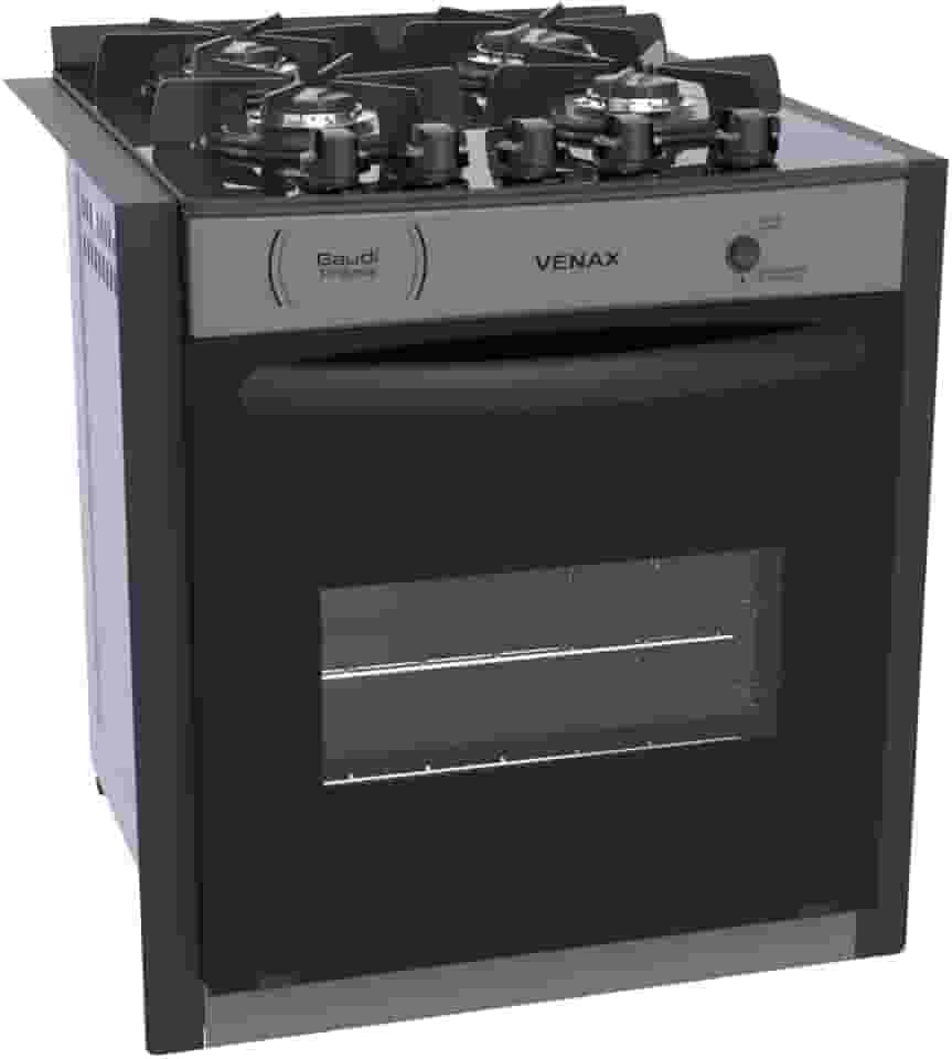 FOGAO A GAS DE EMBUTIR GAUDI PRISMA VITREO 4Q GRAFITE GAS GLP