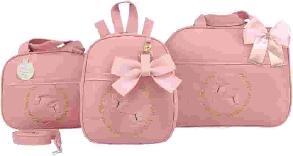 BOLSA MATERNIDADE MENINA 3 PEÇAS BORBOLETA.