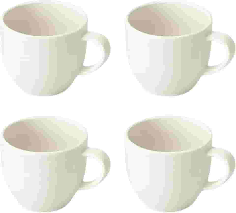 Kit com 4 Xícaras de Porcelana Branca 170ml – Design Clássico e Elegante – Ideal para Café, Chá e Bebidas Quentes
