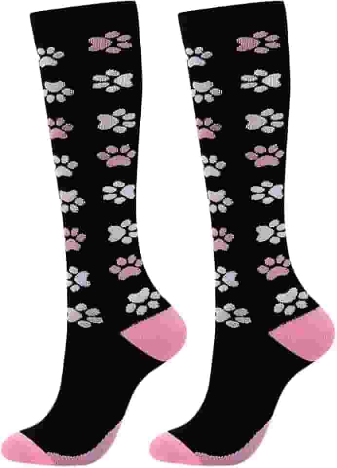 Meias de compressão para mulheres e homens com suporte graduado na altura do joelho para corrida, esportes atléticos, enfermeiras, viagens