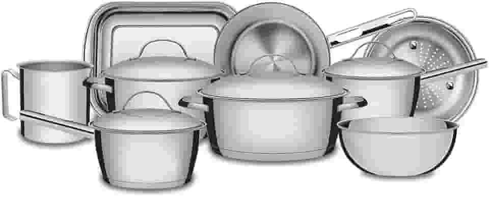 Jogo De Panelas Allegra Aço Inox Com Fundo Triplo 9 Peças Tramontina