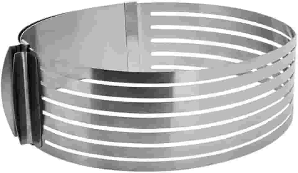 Aro Fatiador De Bolo Ajustável Em Aço Inox Cortador Profissional De Camadas Uniformes Para Confeitaria E Uso Doméstico