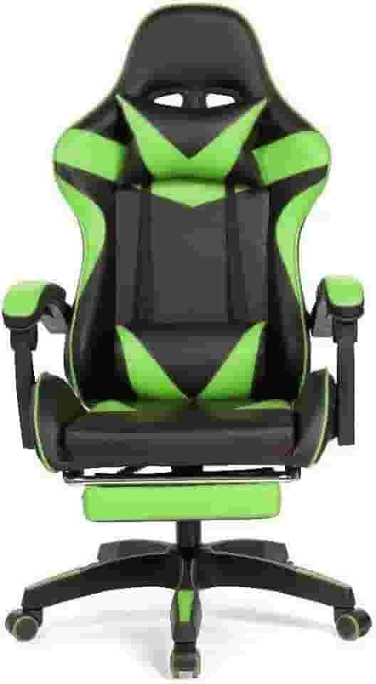 Cadeira Gamer Ergonômica Reclinável Giratória Confortável Com Apoio de Pe Cor:Verde