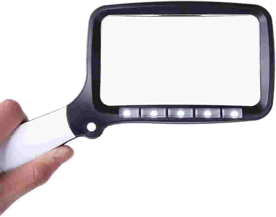 Lupa de Leitura Portátil com Luz de LED Lupa Dobrável e Lupa de Leitura Perfeita para Idosos Lendo Livros, Revistas e Jornais (sem bateria)