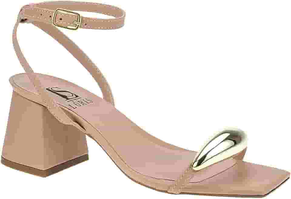 Sandália Feminina com Enfeite ABS Gota Salto Bloco Traseiro com Fivela 18-410