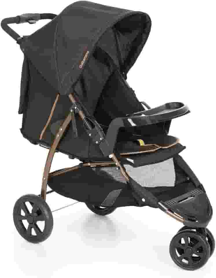 Carrinho de Bebê Passeio Reclinável Berço 3 Rodas de 0 Até 15kg Cross Trail Preto Cobre Galzerano