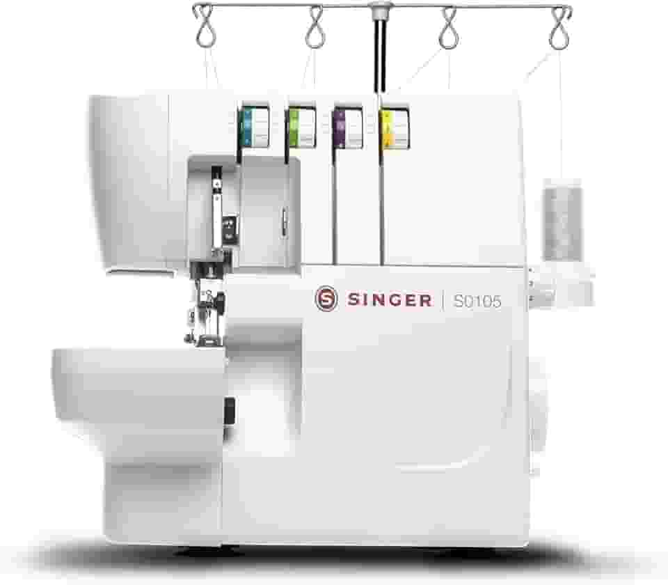 Máquina de Costura Overlock Singer S0105 127V | 6 Tipos de Pontos, 1.300 PPM | Braço Livre, LED, Estrutura em metal | Costura com 1 ou 2 Agulhas | Ideal para Malha, Bainha e Acabamentos Profissionais