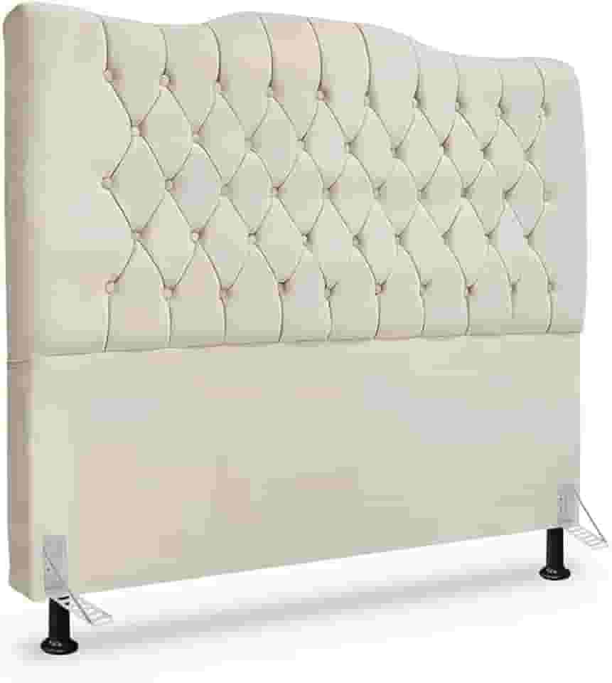 Cabeceira de Cama Box Queen 160cm Dunas - Veludo Bege Claro