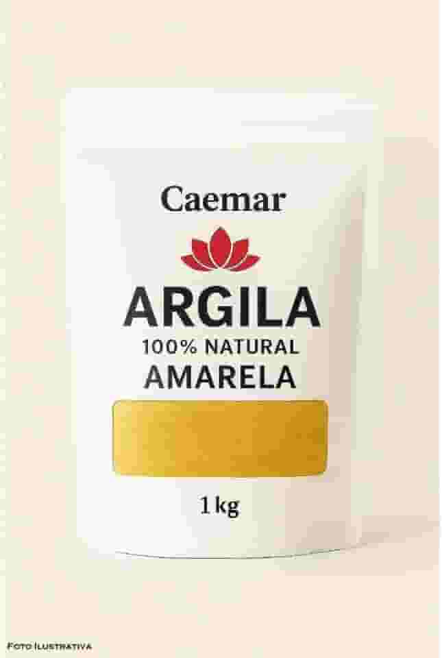 Argila 100% Natural - Branca, Cinza, Verde, Rosa, Amarela ou Vermelha - 1 kg Cor:Amarela