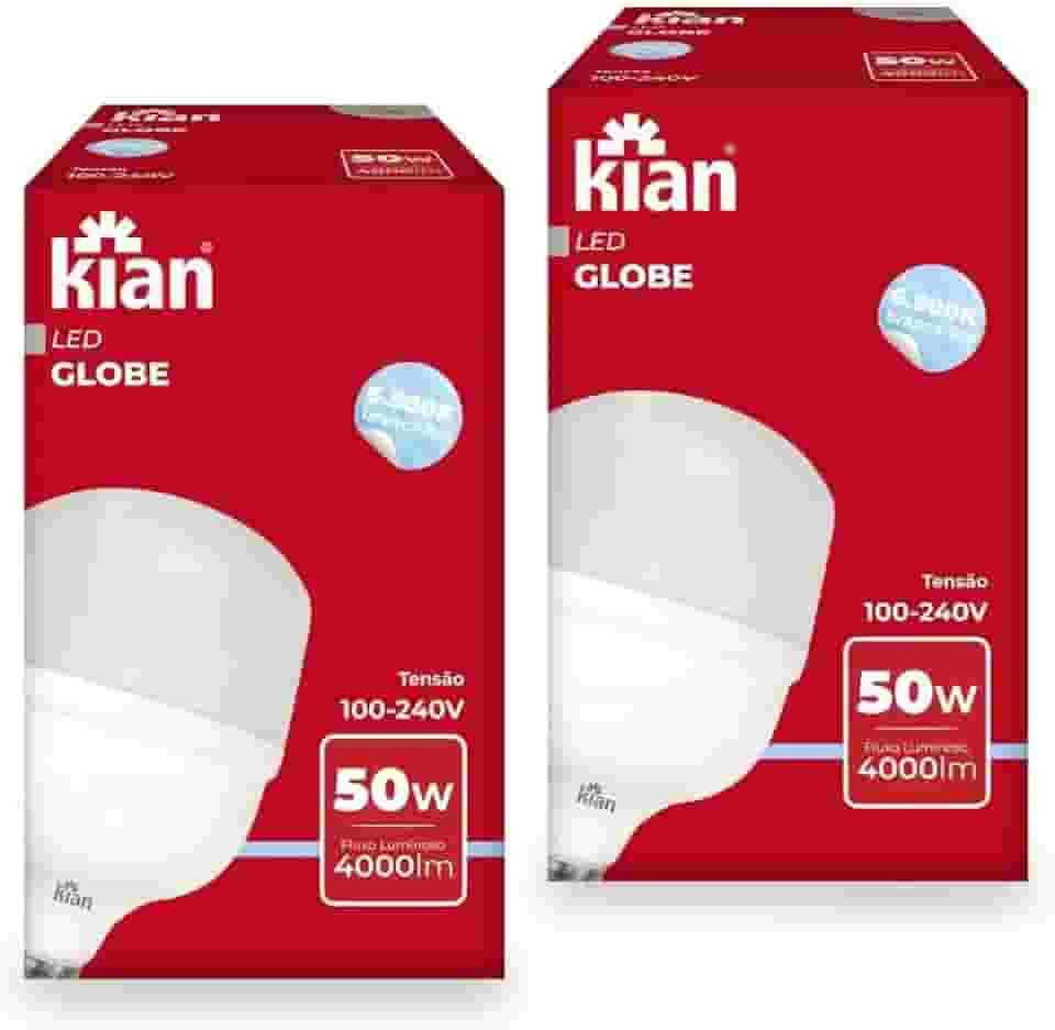 Kit 2 Lâmpadas LED 50W Branca Fria Alta Potência Base E-27 Bivolt - 2 Unidades