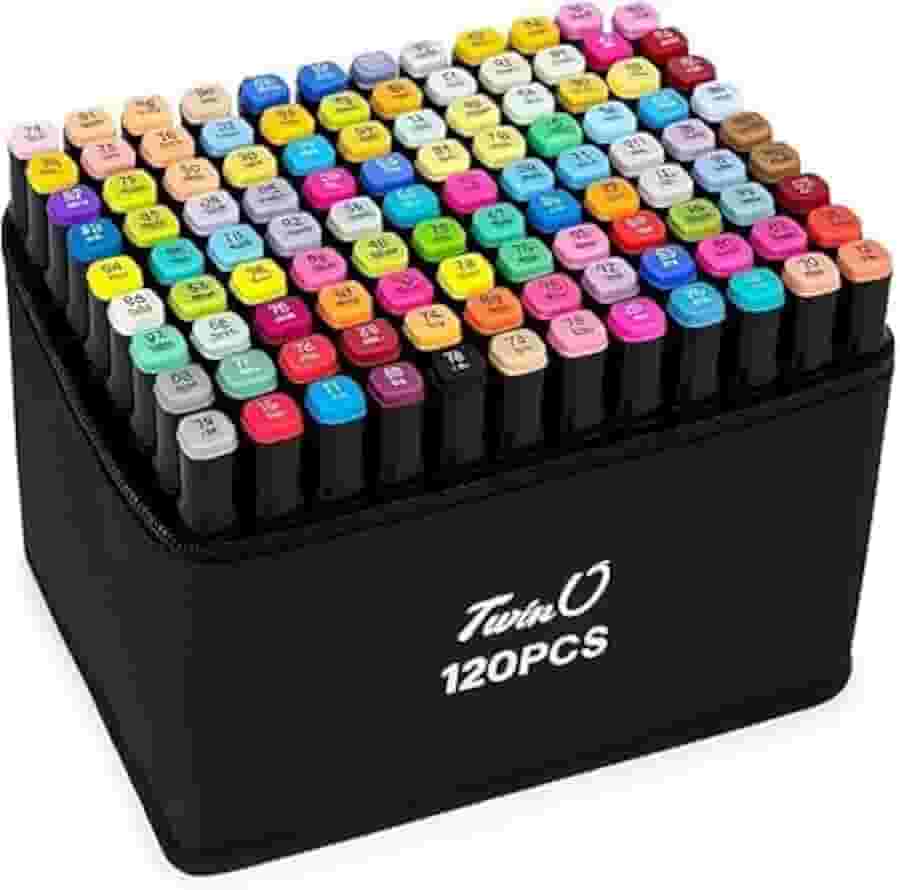 Canetas Para Pintar Bobbie Goods Caneta Touch Para Livro De Colorir Marcador Canetinhas Ponta Dupla Secagem Rápida Base de Álcool Não Tóxicas Criativo Antiestresse PREMIUM (120)