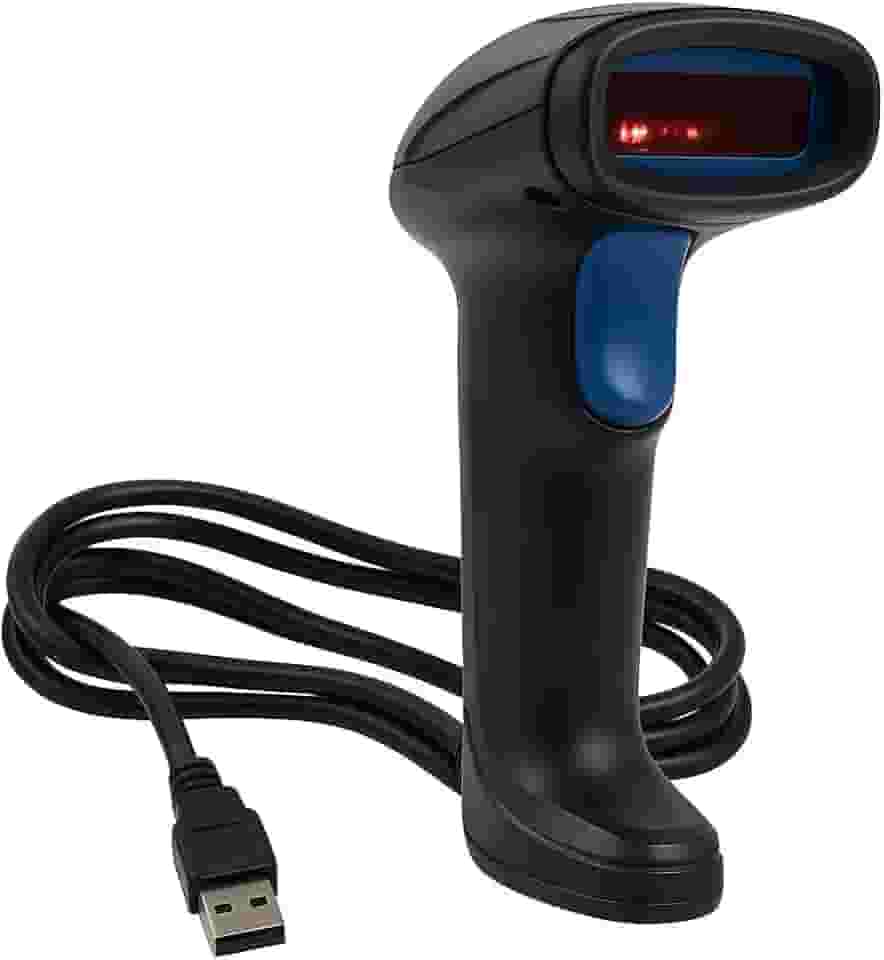 Leitor de Código de Barras USB, Com Fio, Exbom, Plug and Play, Para Etiquetas e Boletos, Preto