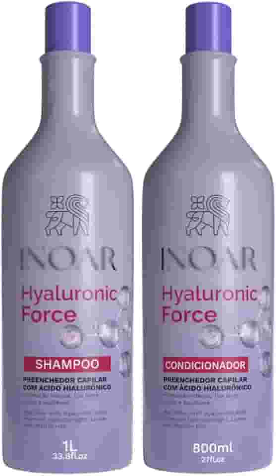 Kit Hyaluronic Force Kit, Shampoo 1L e Condicionador 800ml, Com Ácido Hialurônico, Hidratação Intensa, Preenchedor Capilar, Fios Leves e Saudáveis