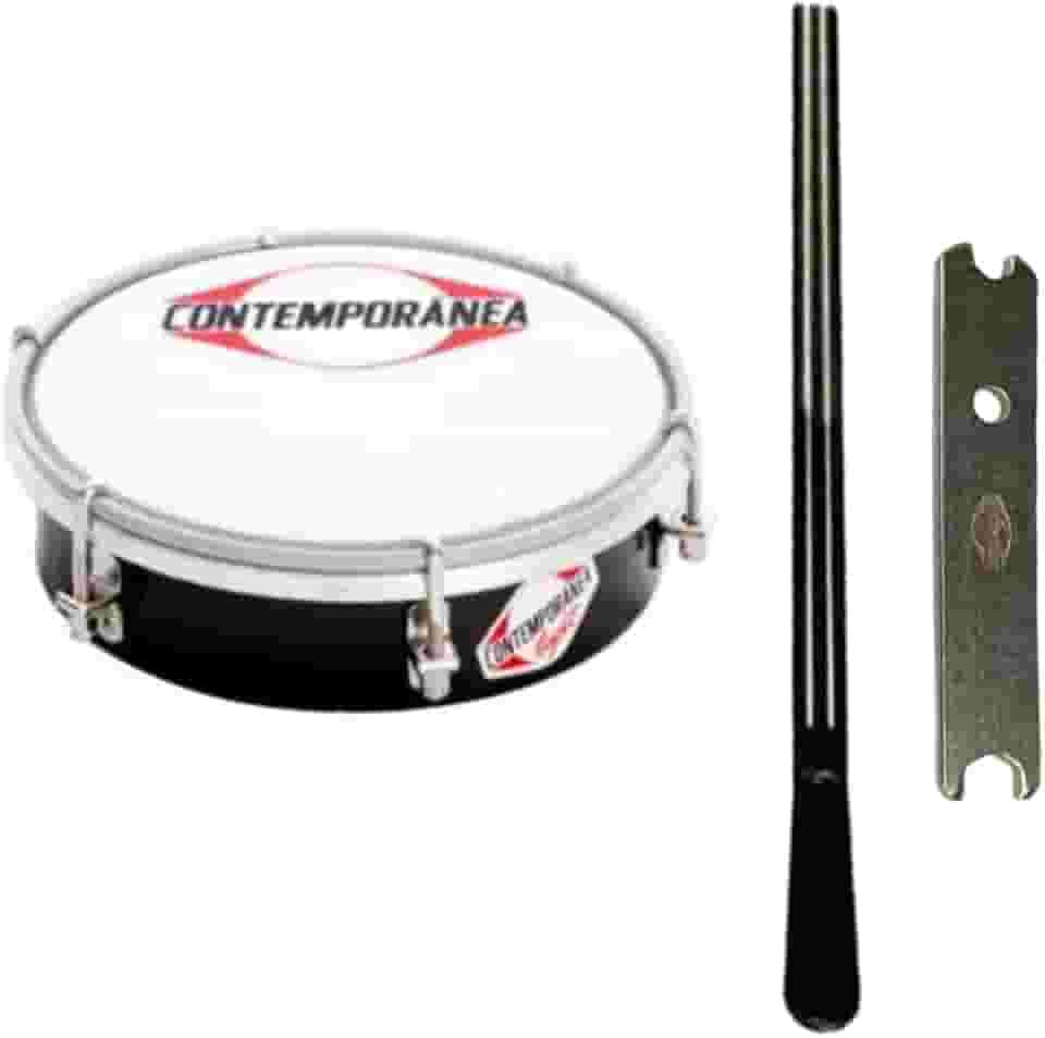 Tamborim Contemporânea Profissional Plástico Nylon e Baqueta