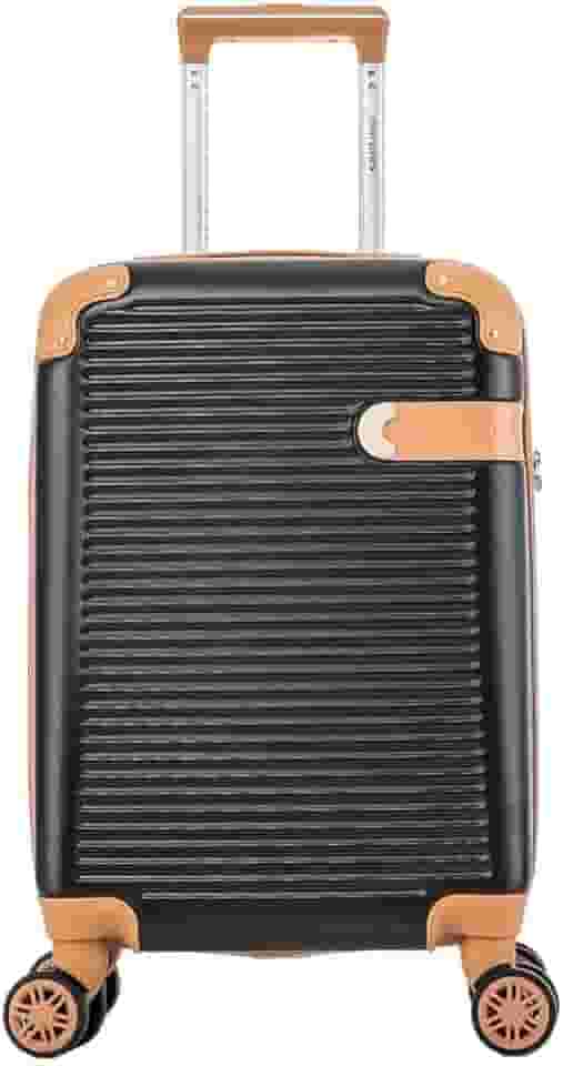 Mala de Bordo Rígida - Textura Canelada Distinta, Rodas Duplas Silenciosas 360°, Cadeado com Combinação Numérica | Leveza e Segurança Aprimoradas para Viagens (Preto, Pequeno)