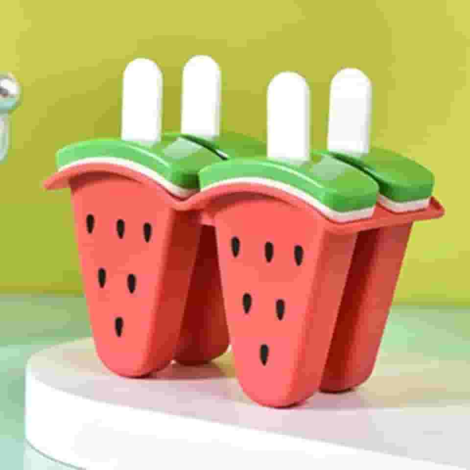 Molde Forma Picolé Caseiro Divertido em Formato de Frutas Seguro, Atóxico e Reutilizável Ideal para Crianças e Sobremesas Saudáveis (Melancia)